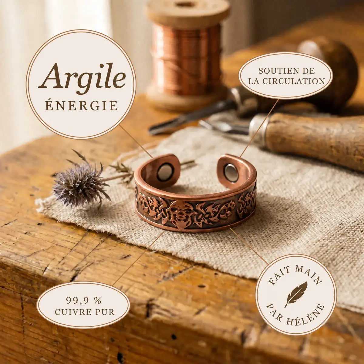 Bague en cuivre Argile