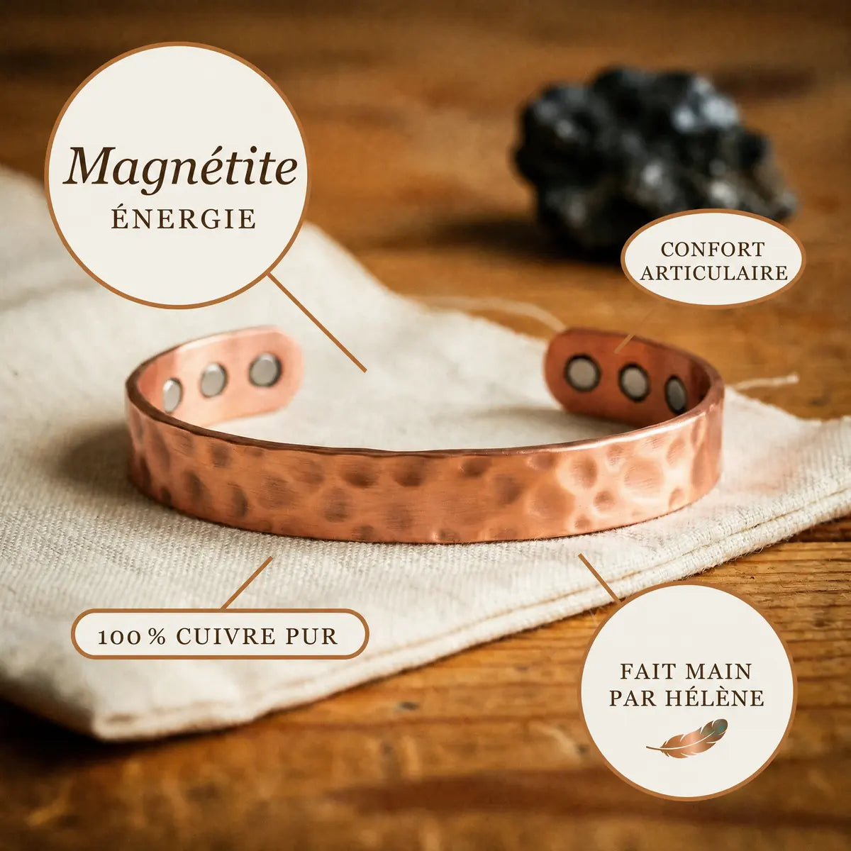 Bracelet en cuivre Magnétite