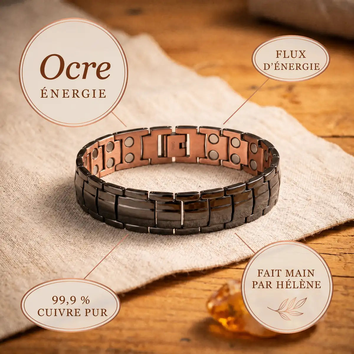 Bracelet en cuivre Ocre pour homme