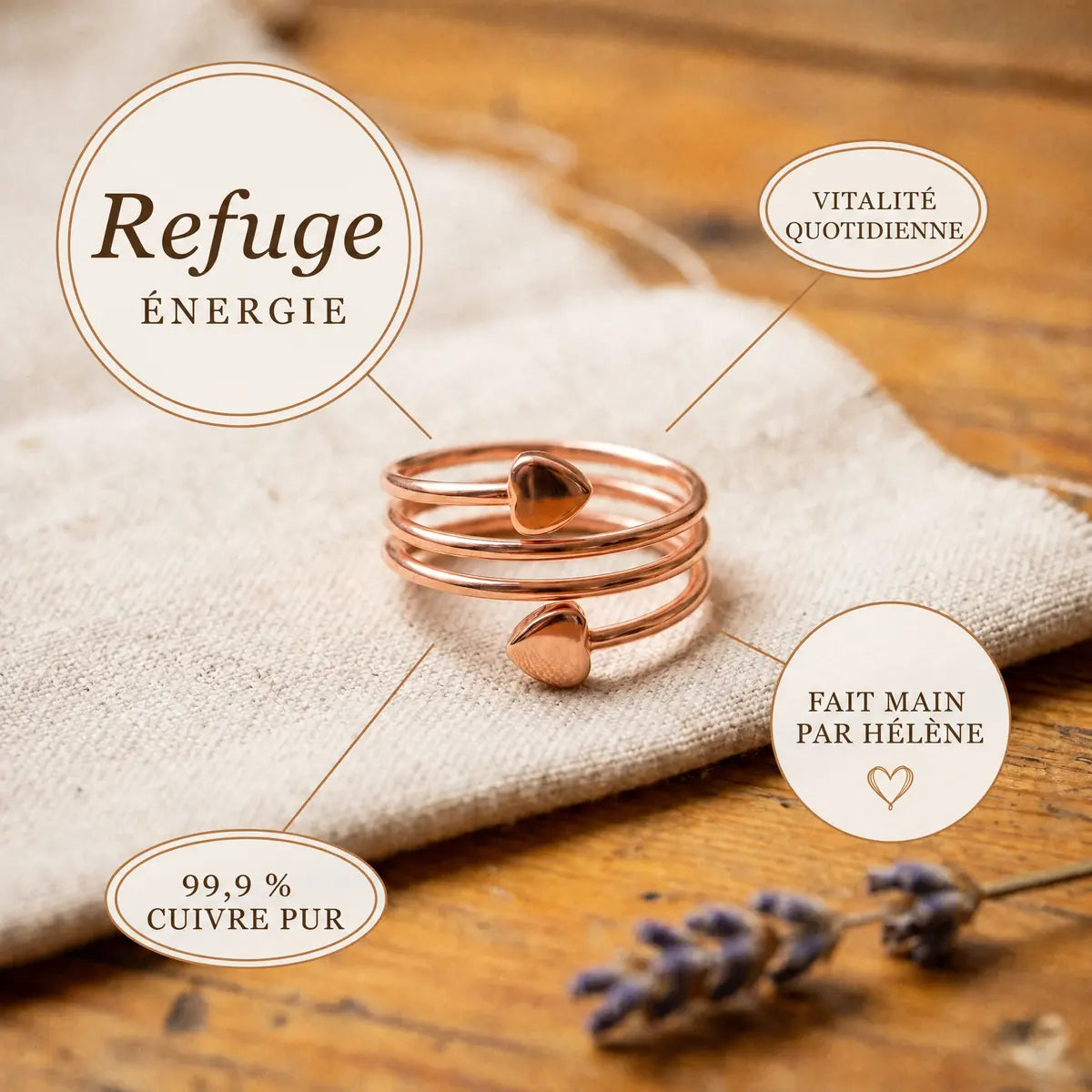 Bague en cuivre Refuge