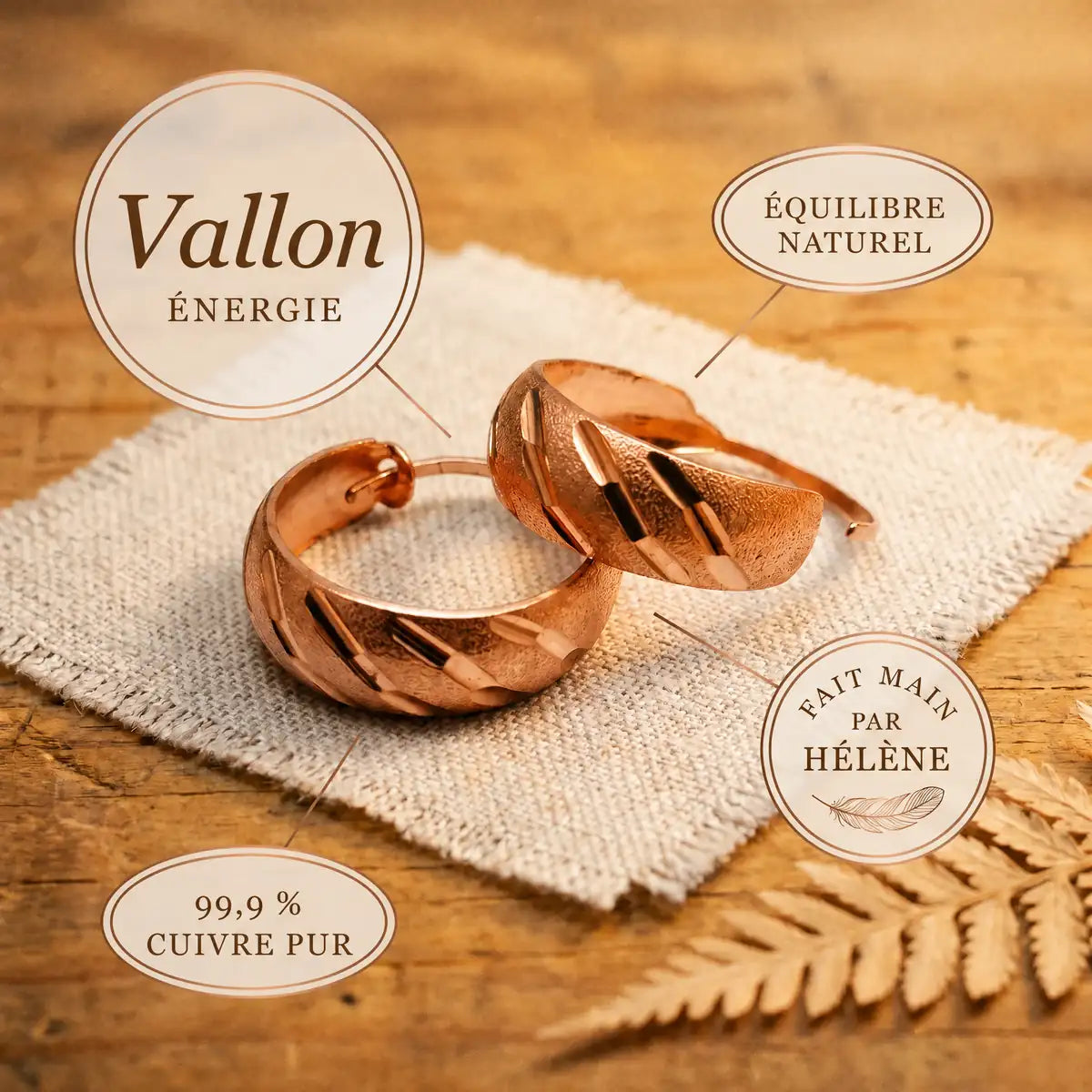 Boucles d'oreilles en cuivre Vallon
