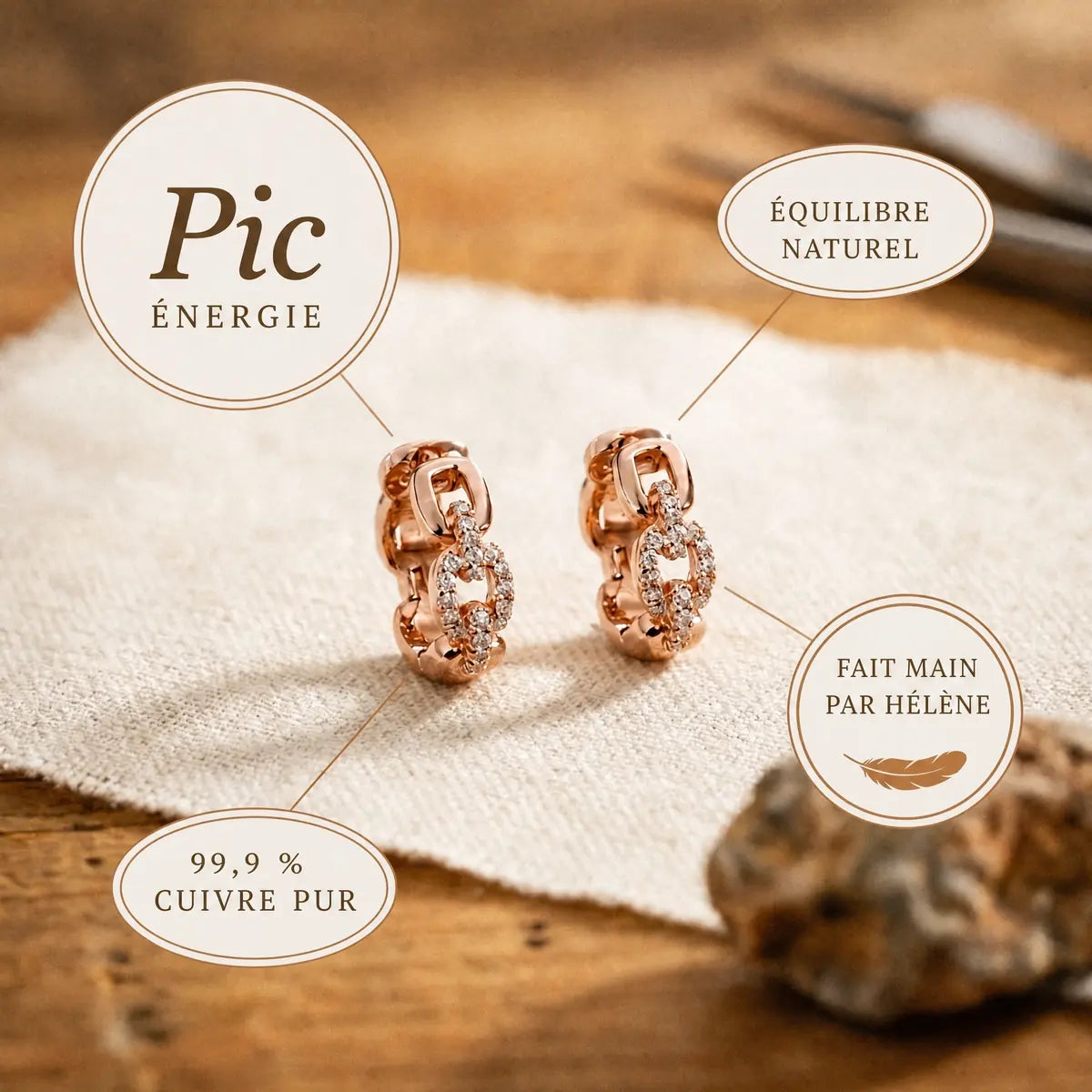 Boucles d'oreilles en cuivre Pic