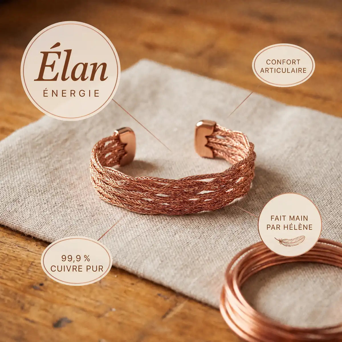 Bracelet en cuivre Élan