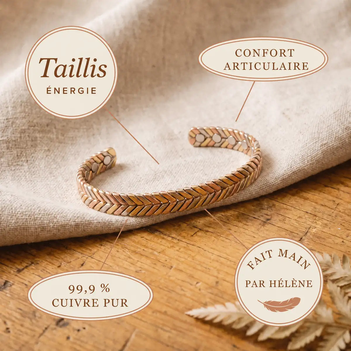 Bracelet en cuivre Taillis